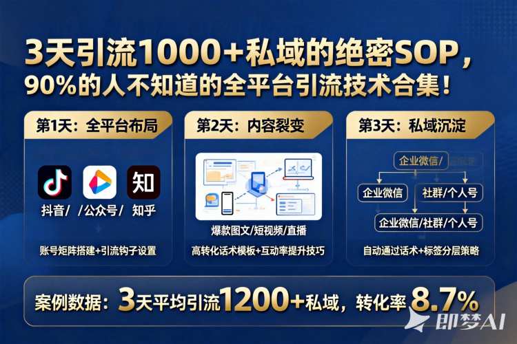 全平台引流技术合集，90%的人不知道的3天引流1000+私域的绝密SOP-聚林创库