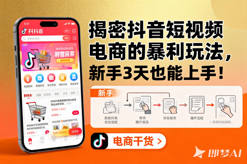 揭密抖音短视频电商的暴利玩法，新手3天也能上手！开启月入6000+副业-聚林创库