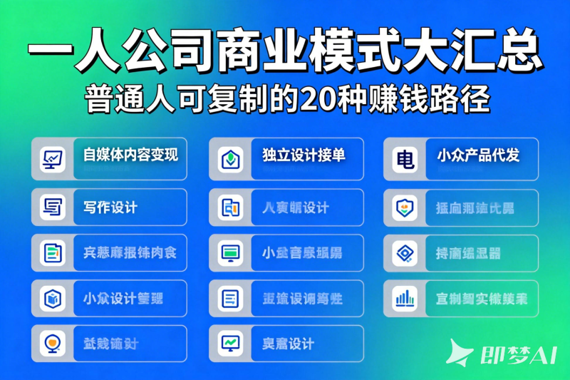 一人公司商业模式大汇总!普通人可复制的20种赚钱路径-聚林创库