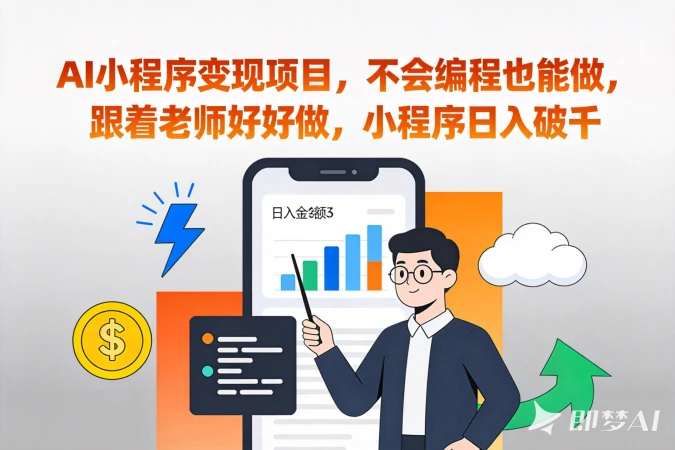 AI小程序变现项目，不会编程也能做，跟着老师好好做，小程序日入破千-聚林创库