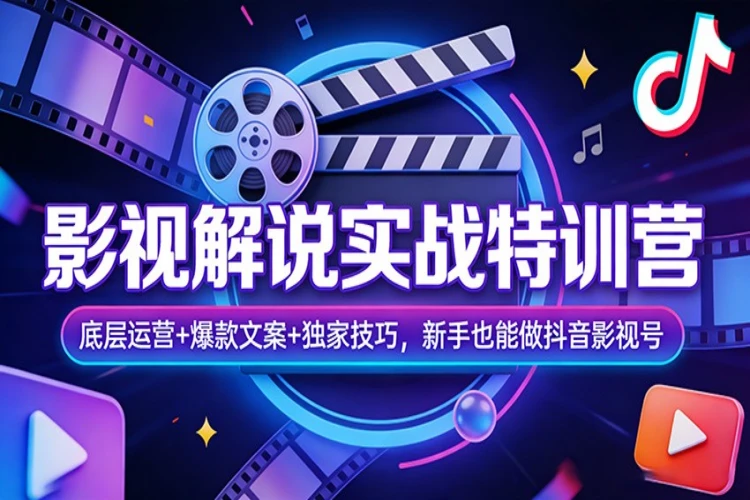 抖音博主影视解说实战特训营：从入门到进阶，从文案到技术全覆盖，轻松起号、打造爆款、实现变现。-聚林创库