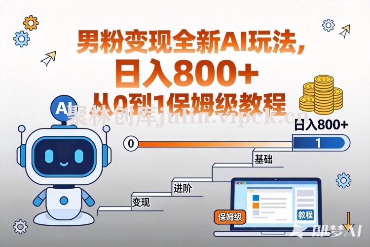男粉变现全新AI玩法，日入800+从0到1保姆级教程-聚林创库