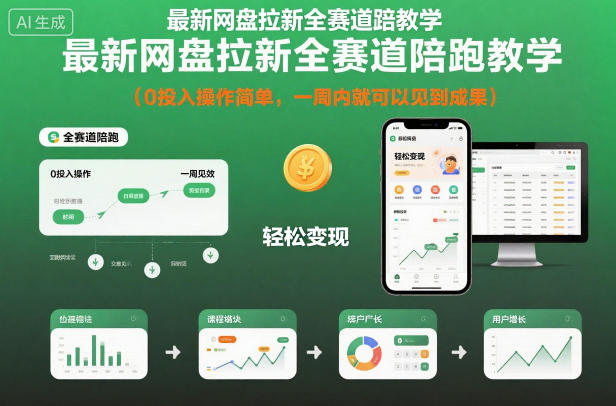 最新网盘拉新全赛道陪跑教学,0投入操作简单,一周内就可以见到成果 最新网盘拉新全赛道陪跑教学,0投入操作简单,一周内就可以见到成果