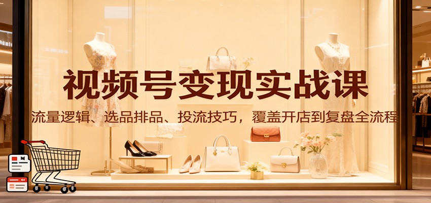 视频号变现实战课：流量逻辑、选品排品、投流技巧，覆盖开店到复盘全流程-聚林创库