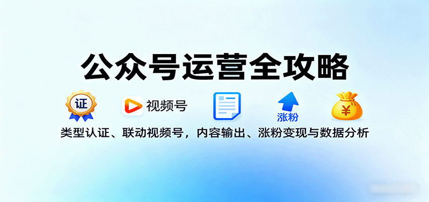 公众号运营全攻略：类型认证、联动视频号，内容输出、涨粉变现与数据分析-聚林创库